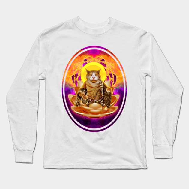 Buddha Kitty Long Sleeve T-Shirt by Magmata